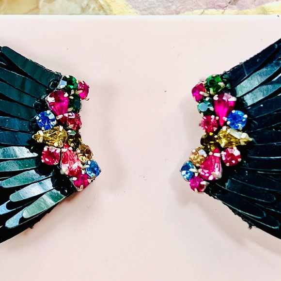 πΊπHPππΊ NWT Mignonne Gavigan Mega Mini Madeline Earrings Black Multi - Picture 9 of 16